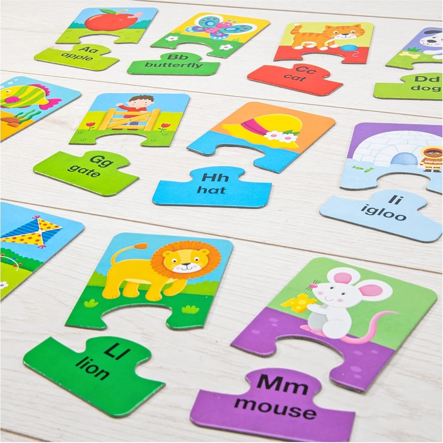 Alphabet Puzzles - Fun and Colourful Early Learning 2 Pc Jigsaw Puzzles - Set of 26 Two Piece Puzzles for Kids - Develop Letter Recognition and Matching Skills - Children Ages 3 to 5 Years Old