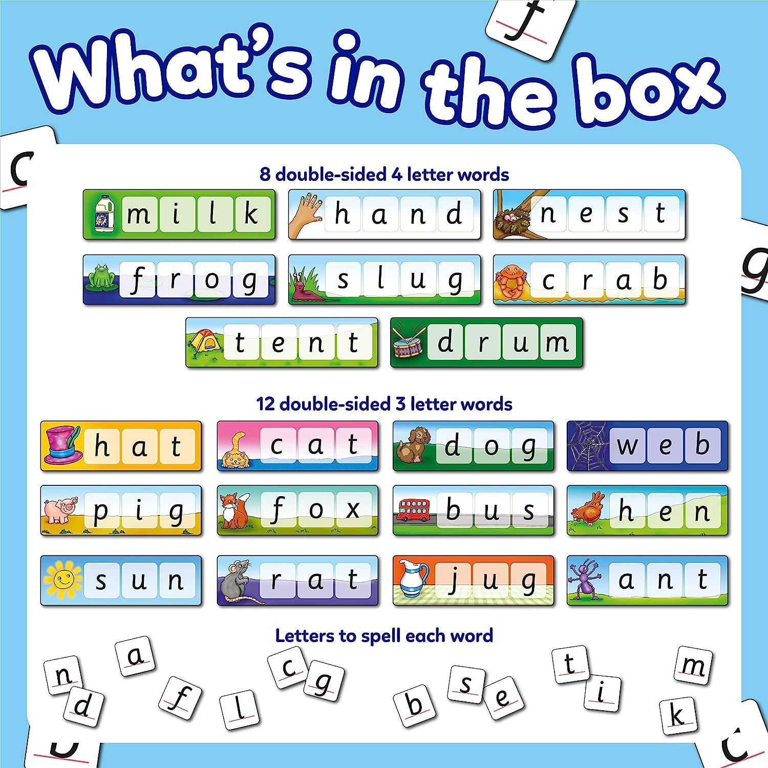 Match and Spell Game - Kids Learning & Educational Toys with Sight Words & Flash Cards - Alphabet & Spelling Games for 4 Year Olds and up - Word Building & Phonics Games for Boys & Girls