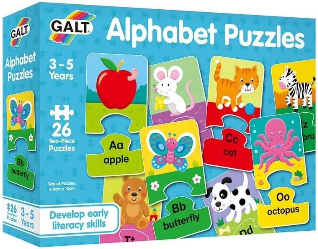 Alphabet Puzzles - Fun and Colourful Early Learning 2 Pc Jigsaw Puzzles - Set of 26 Two Piece Puzzles for Kids - Develop Letter Recognition and Matching Skills - Children Ages 3 to 5 Years Old