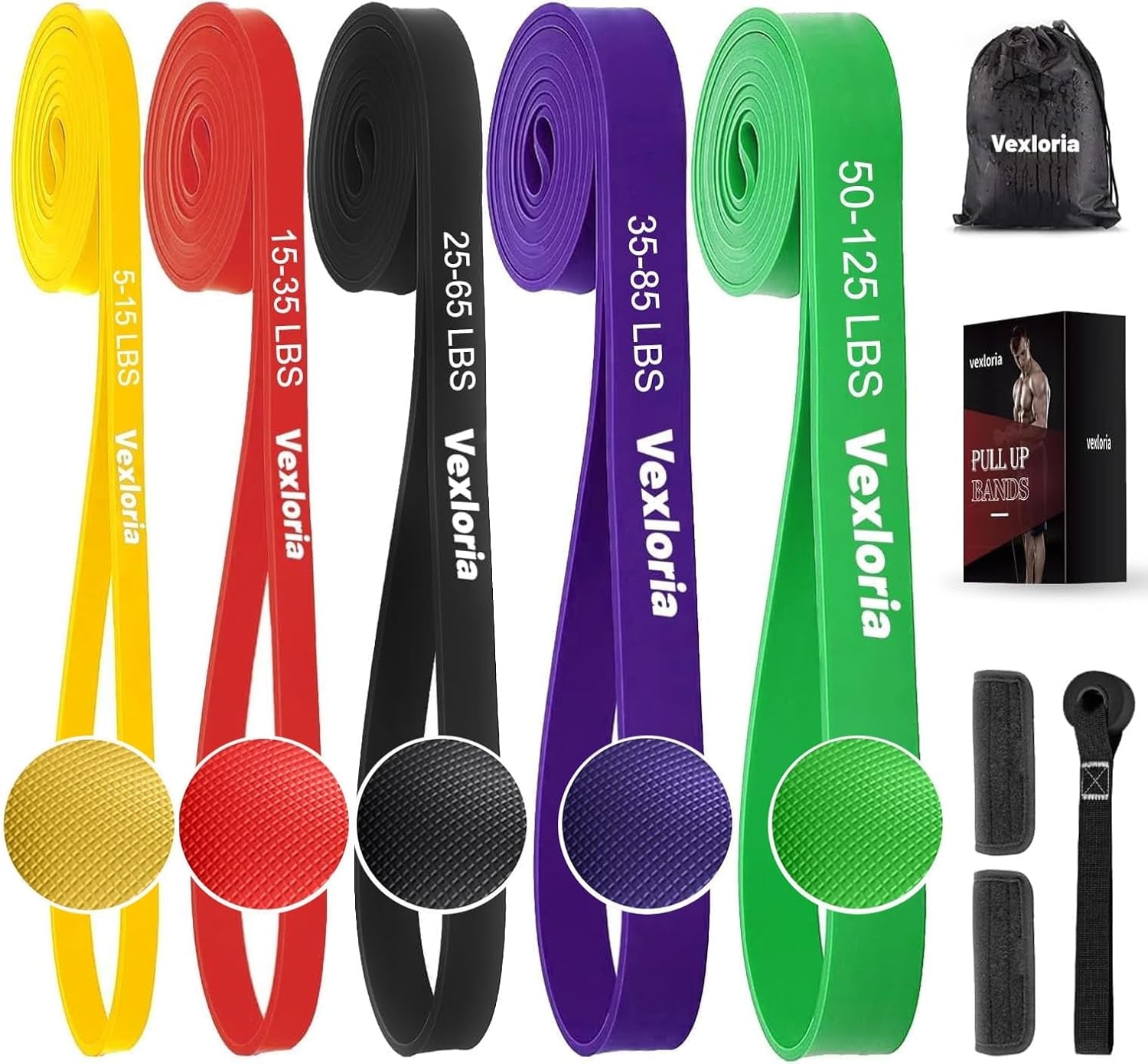 Resistance Bands, 5 Levels Resistance Pull up Bands Set with Door Anchor, Handles, Pull up Assistance Bands for Calisthenics, Bodyweight Training, Muscle Toning, Yoga, Stretch Mobility FT1