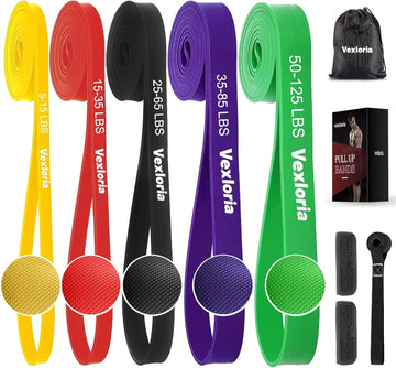 Resistance Bands, 5 Levels Resistance Pull up Bands Set with Door Anchor, Handles, Pull up Assistance Bands for Calisthenics, Bodyweight Training, Muscle Toning, Yoga, Stretch Mobility FT1