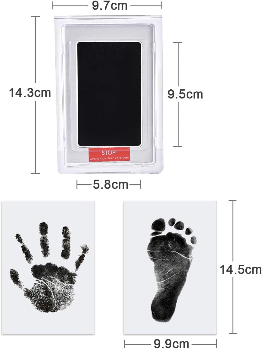 Baby Handprint and Footprint Kit, 3 Ink Pads with Clean-Touch, 6 Imprint Cards, Pet Paw Inkless Print, Safe Non-Toxic for Feet and Hands, Family Keepsake - Black