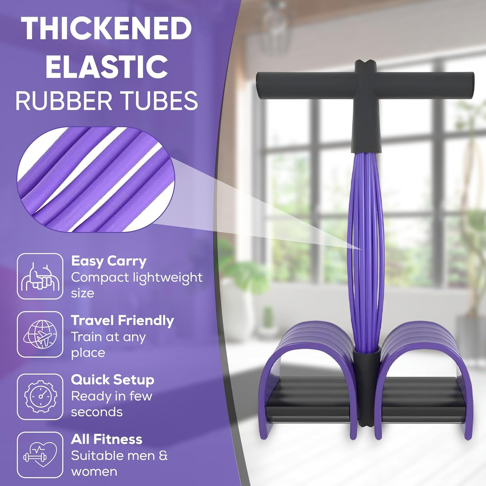 Abdominal Trainer, Sit-Up Training Equipment, Bodybuilding Expander, Full Body Trainer for Home, 6 Tubes, Elastic Pull Rope, Multifunctional Leg Exerciser for Fitness, Weight Loss, Training, Yoga