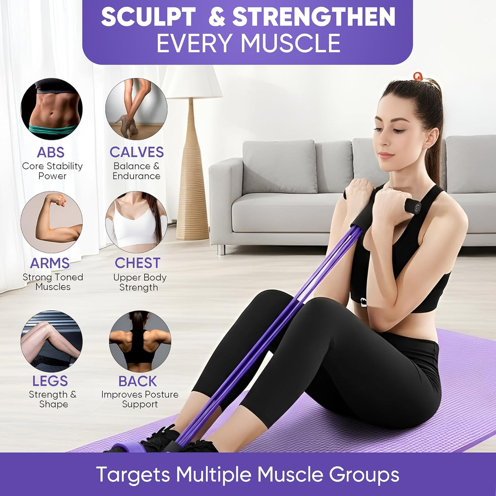 Abdominal Trainer, Sit-Up Training Equipment, Bodybuilding Expander, Full Body Trainer for Home, 6 Tubes, Elastic Pull Rope, Multifunctional Leg Exerciser for Fitness, Weight Loss, Training, Yoga