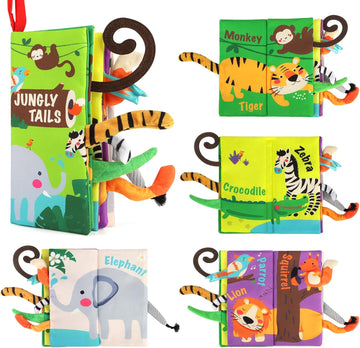 Baby Books, Touch and Feel Crinkle Cloth Books for Babies, Baby Essentials for Newborn, Car Seat Gifts for 0 3 6 12 Months