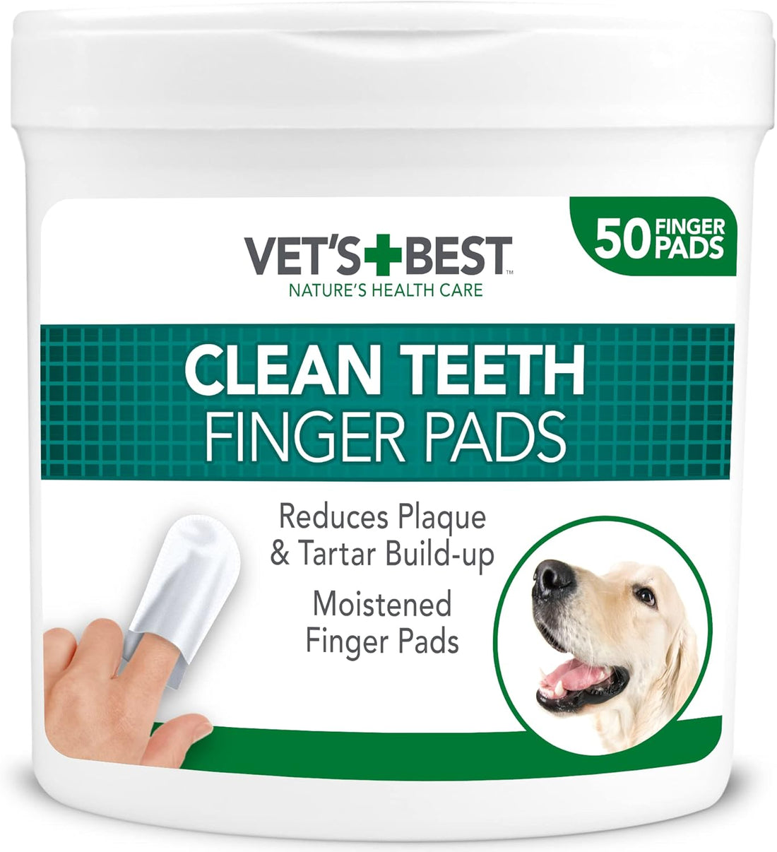 Dental Care Finger Wipes, Reduces Plaque & Freshens Breath, Teeth Cleaning for Dogs - 50 Disposable Wipes