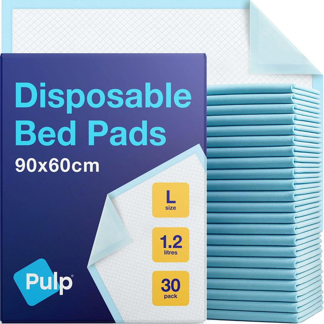 30 X  Incontinence Bed Pads 90 X 60Cm | Large Disposable Incontinence Pads | Super Absorbency Incontinence Bed Sheets for Adults, Children & Babies | 1,200ML Capacity