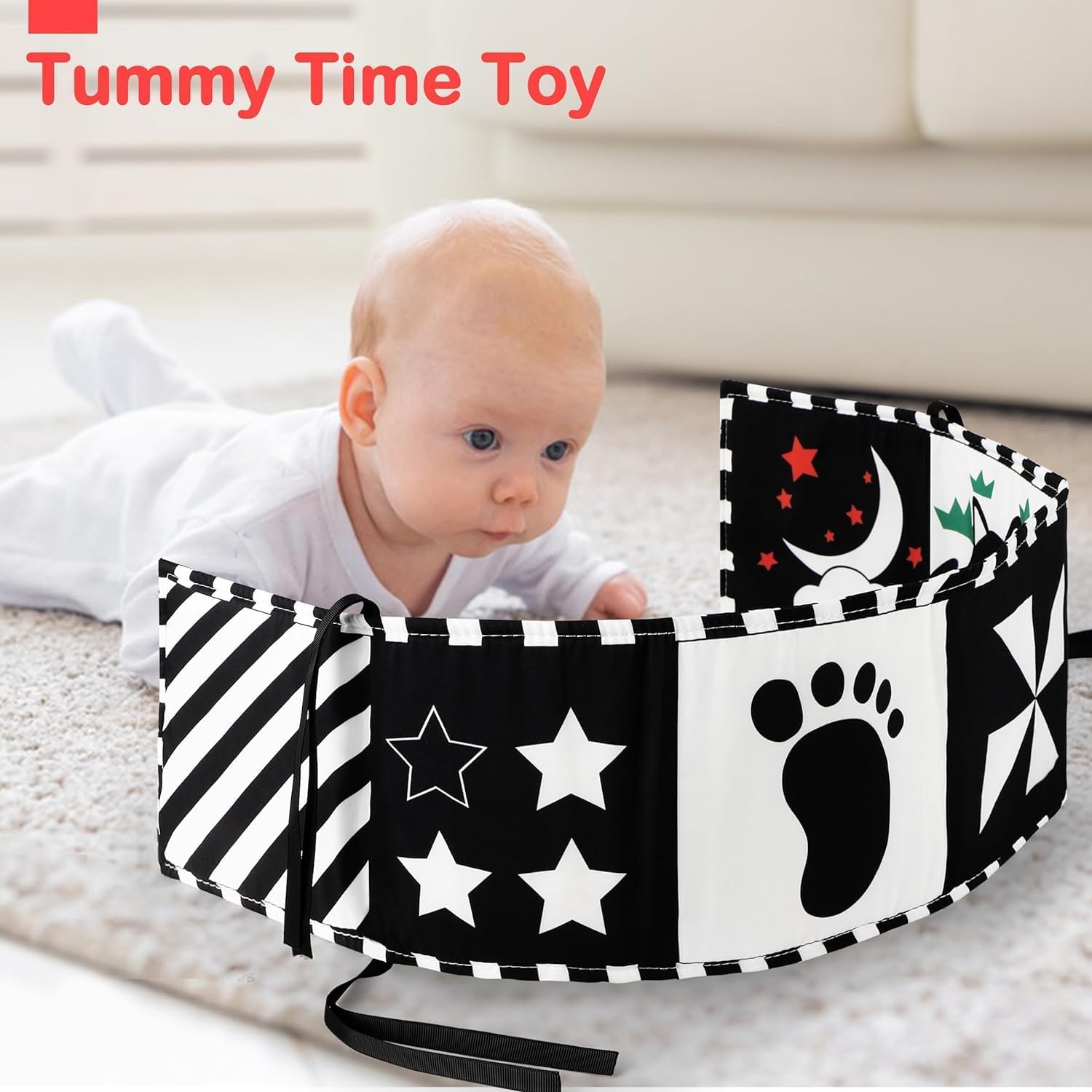 Baby Toys 0-6 Months, Black and White Sensory Toys Brain Development, Tummy Time Toys, Soft Baby Book, Baby Essentials for Newborn 0-6-12 Months Montessori Toy Gifts