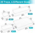 25 Pack Drawer Organiser, 4-Size Makeup Organizer Trays for Vanity, Bathroom, Desk, Office, Bedroom