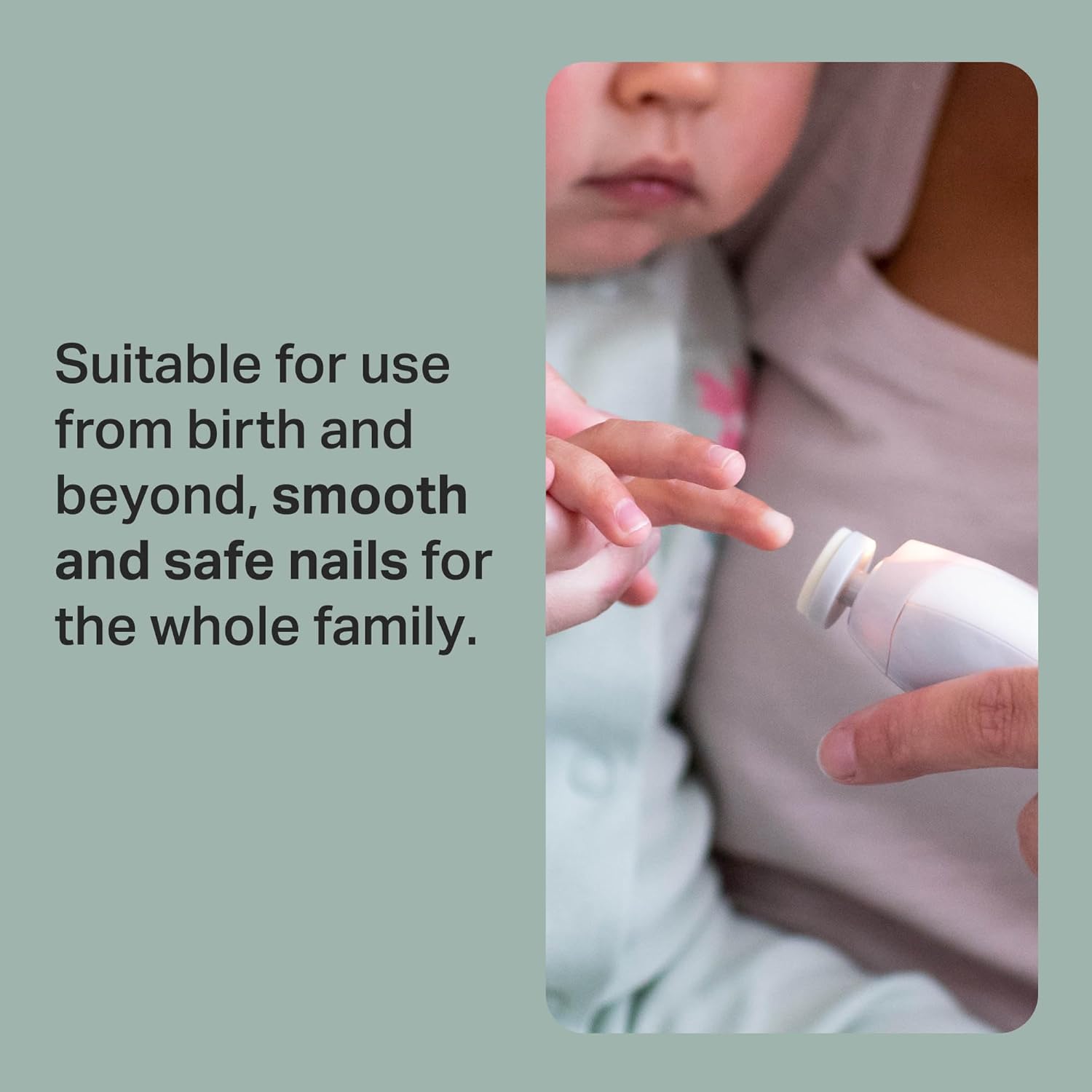 Electric Baby Nail File, with Six Filing Heads for Baby and Adult Use, Infant Nail Clipper with LED Light and Adjustable Speed and Direction Settings