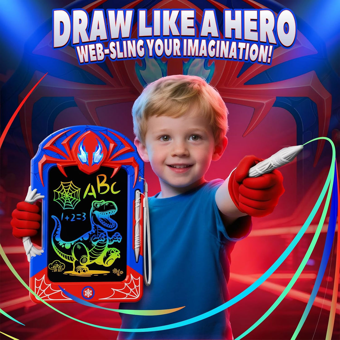 Toys for 3-8 Year Old Boys Kids, LCD Drawing Writing Tablet with Web Stylus & Grip, Colorful Drawing Pad Doodle Board,Toddler Learning Toys Gifts Birthday Present for 3 4 5 6 7 8 Year Old Boys