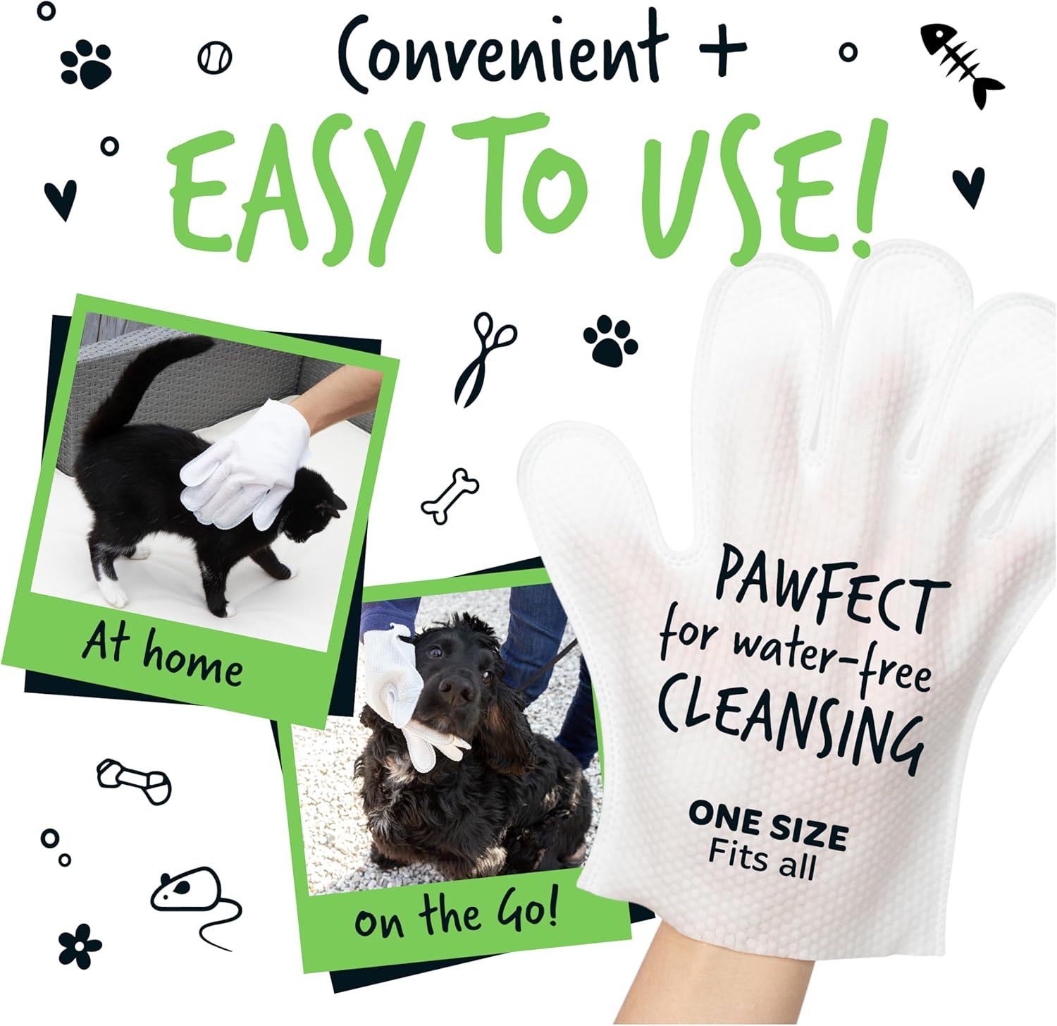 Dog Glove Wipes, Pet Wipes for Full Body, Eye Wipes, Ear Wipes, Bum & Paws. 30 Sensitive Dog Grooming Glove Wipes for Dogs, Puppy & Cat Grooming, One Size Fits All (Fragrance Free)