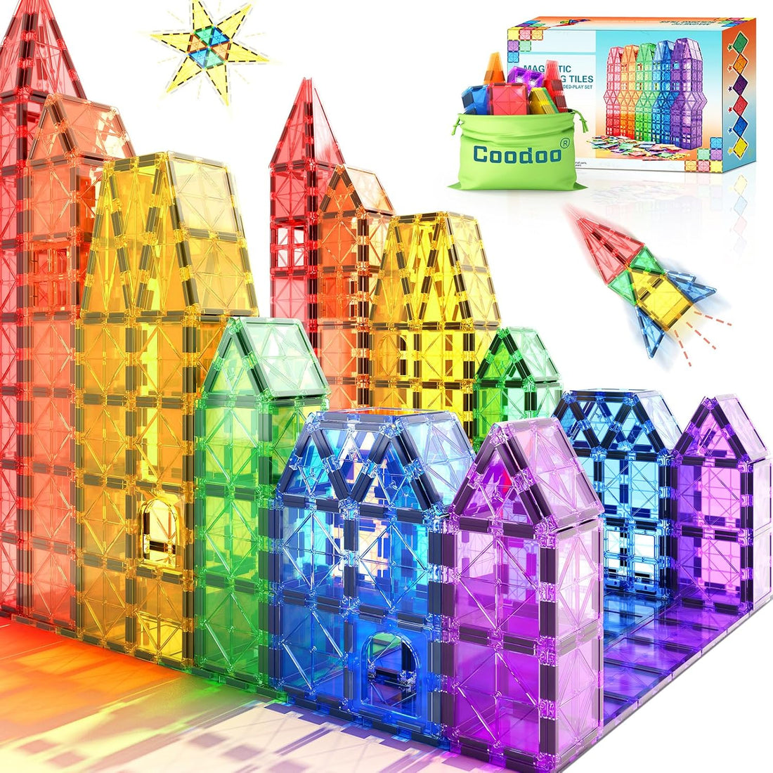 Magnetic Tiles Kids Toys STEM Magnet for Toddler Magnetic Blocks Building Toys Preschool Learning Sensory Montessori for 3+ Year Old Boys and Girls, Safe Creativity Toddler Kids Toys 40PCS