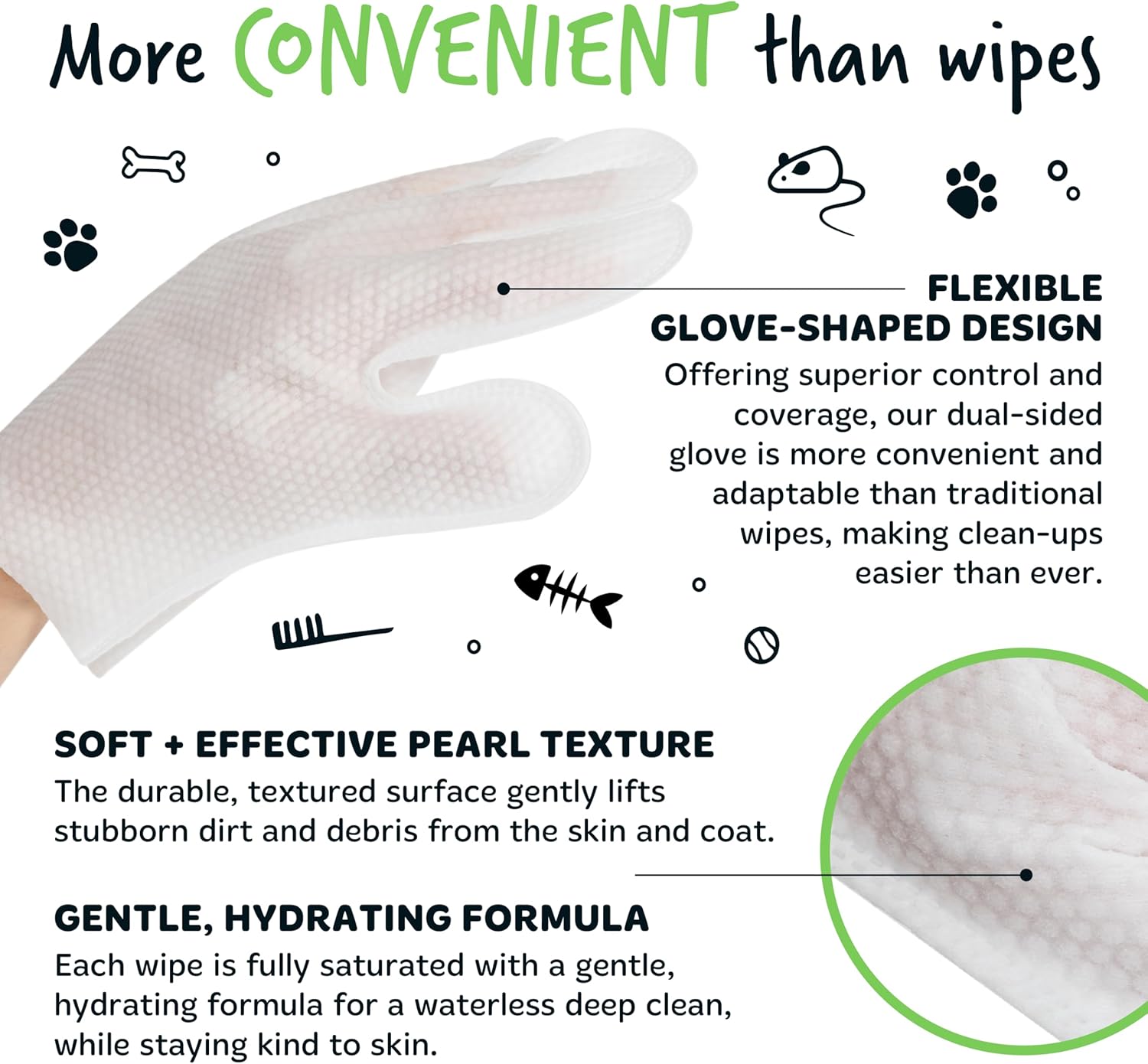 Dog Glove Wipes, Pet Wipes for Full Body, Eye Wipes, Ear Wipes, Bum & Paws. 30 Sensitive Dog Grooming Glove Wipes for Dogs, Puppy & Cat Grooming, One Size Fits All (Fragrance Free)