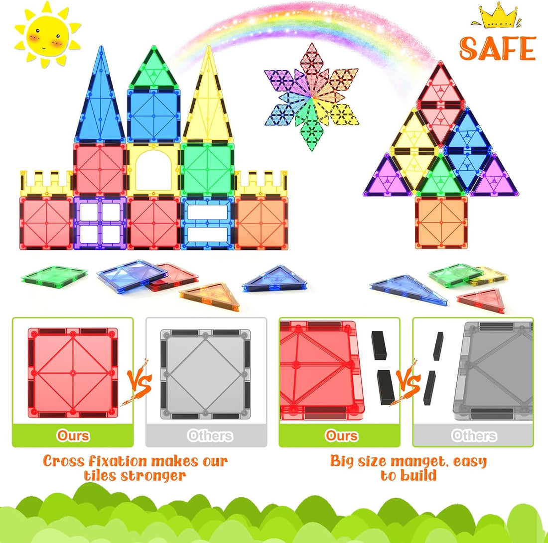 Magnetic Tiles Kids Toys STEM Magnet for Toddler Magnetic Blocks Building Toys Preschool Learning Sensory Montessori for 3+ Year Old Boys and Girls, Safe Creativity Toddler Kids Toys 40PCS