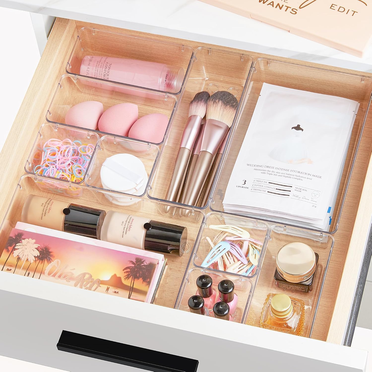 25 Pack Drawer Organiser, 4-Size Makeup Organizer Trays for Vanity, Bathroom, Desk, Office, Bedroom