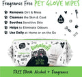 Dog Glove Wipes, Pet Wipes for Full Body, Eye Wipes, Ear Wipes, Bum & Paws. 30 Sensitive Dog Grooming Glove Wipes for Dogs, Puppy & Cat Grooming, One Size Fits All (Fragrance Free)