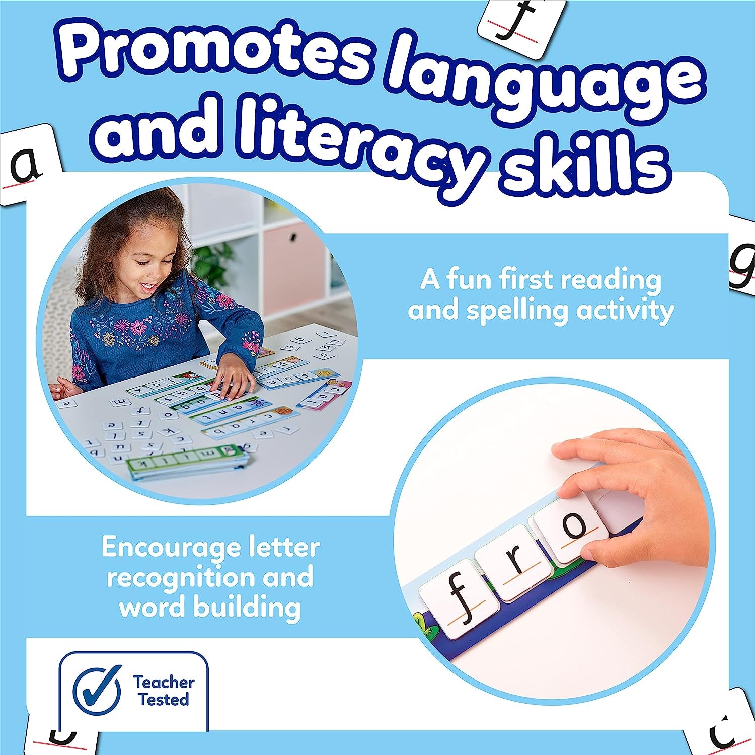 Match and Spell Game - Kids Learning & Educational Toys with Sight Words & Flash Cards - Alphabet & Spelling Games for 4 Year Olds and up - Word Building & Phonics Games for Boys & Girls