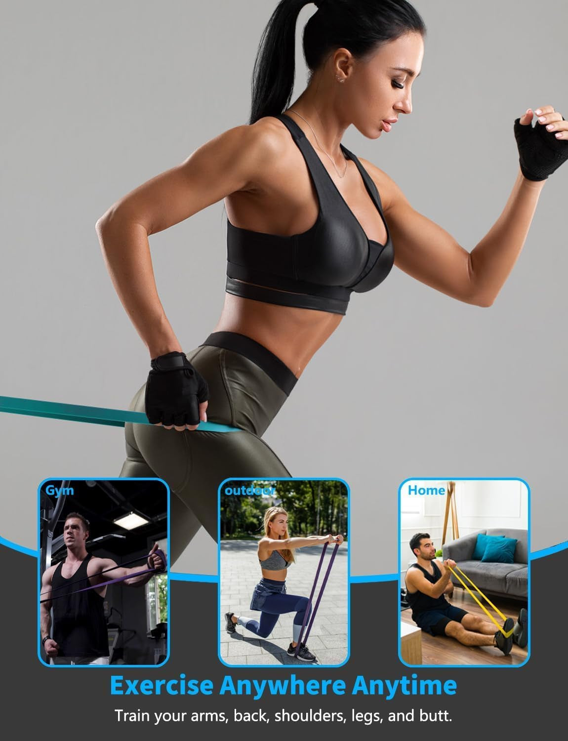 Resistance Bands, 5 Levels Resistance Pull up Bands Set with Door Anchor, Handles, Pull up Assistance Bands for Calisthenics, Bodyweight Training, Muscle Toning, Yoga, Stretch Mobility FT1