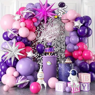 111Pcs Hot Pink Purple Latex Balloons Garland Arch Kit Indoor and Outdoor Decoration Wedding Birthday Party Anniversary Decor