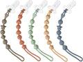 5 Pack Silicone Pacifier Clips, One Piece Design Pacifier Holder for Teething Teethers