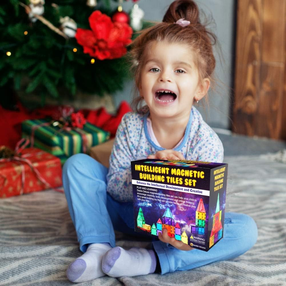 Magnetic Building Blocks Tiles STEM Toy Set 57PC – Kids Learning Educational Construction Toys for Boys Girls Present Age 3 4 5 6 7 Year Old - Gift