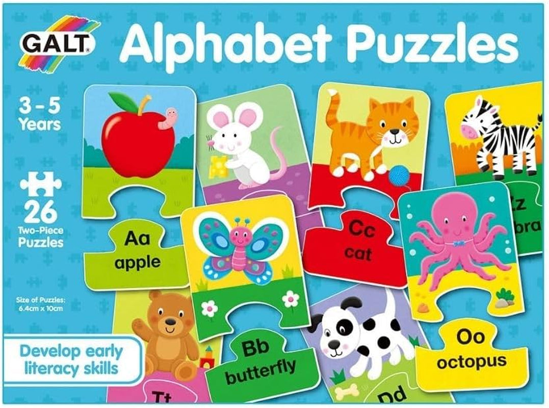 Alphabet Puzzles - Fun and Colourful Early Learning 2 Pc Jigsaw Puzzles - Set of 26 Two Piece Puzzles for Kids - Develop Letter Recognition and Matching Skills - Children Ages 3 to 5 Years Old